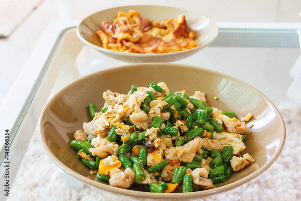cow pea fresh with pork pieces cow pea fresh with pork pieces