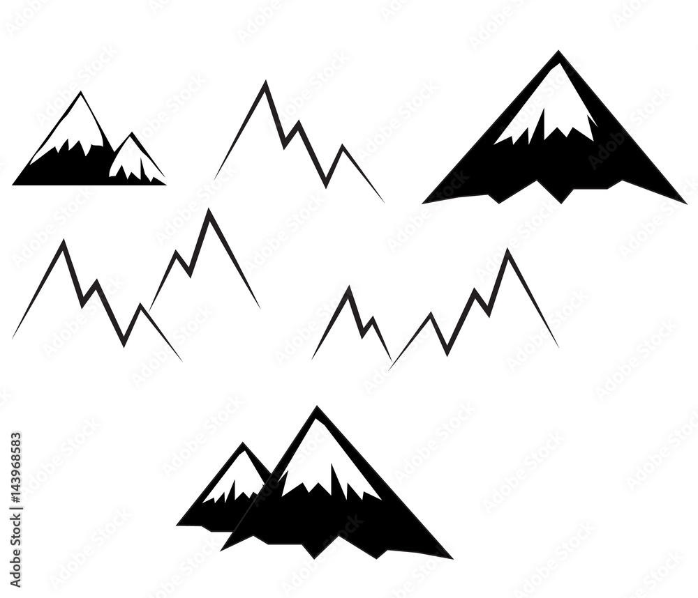 Mountain Icons vectot Set isolated
