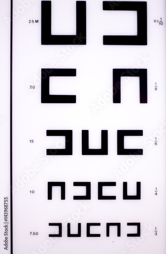 Optician eye test chart