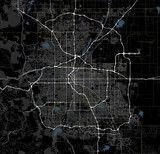 Black and white map of Denver city. Colorado Roads