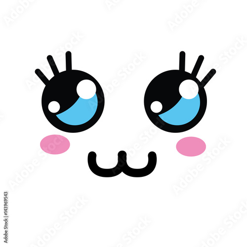 kawaii cute thinking face with cheeks
