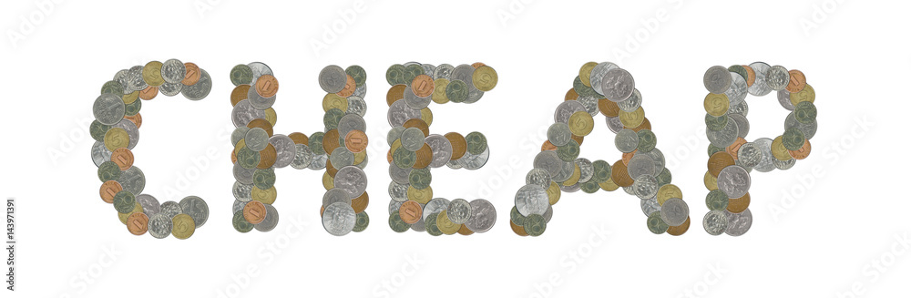 CHEAP – Coins on white background CHEAP – Coins on white background