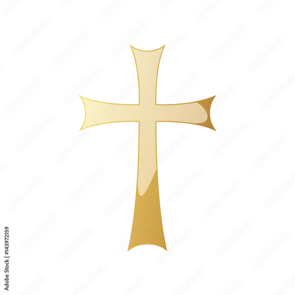 Golden Christian cross. Vector illustration. Golden Christian cross. Vector illustration.