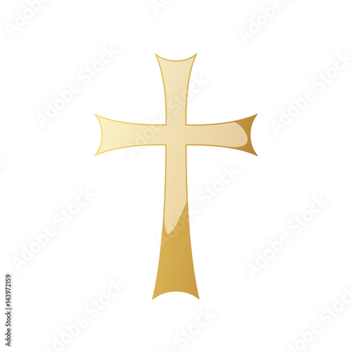 Golden Christian cross. Vector illustration.