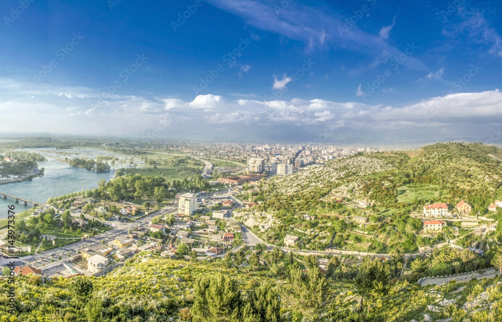 Fototapeta premium Albania - Shkodra (Shkodër) – view from Rozafa Castle
