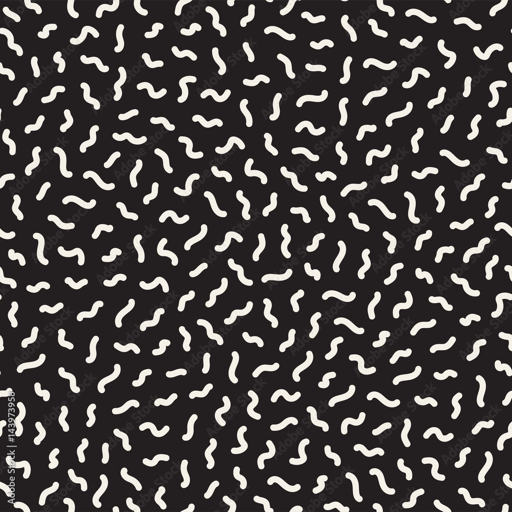 Retro geometric line shapes seamless patterns. Abstract jumble textures. Black and white scattered shapes Retro geometric line shapes seamless patterns. Abstract jumble textures. Black and white scattered shapes
