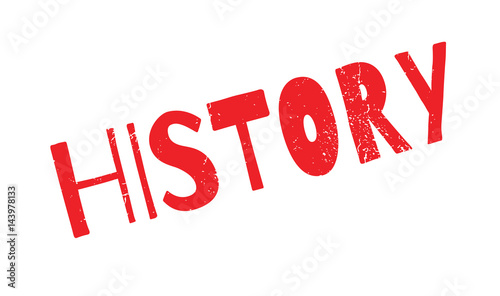 History rubber stamp. Grunge design with dust scratches. Effects can be easily removed for a clean, crisp look. Color is easily changed.