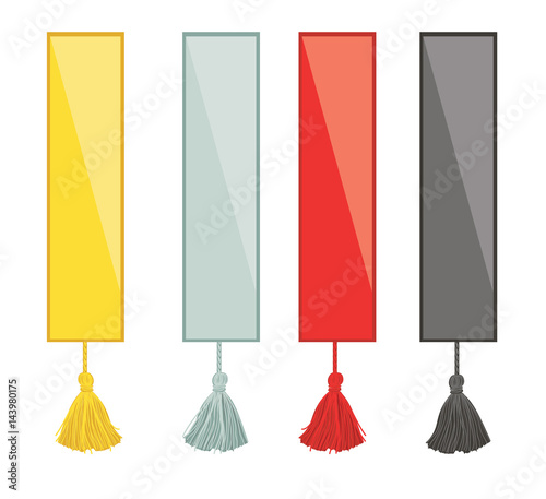 Vector Set of Ribbons With Colorful Decorative Tassels Elements. Great for handmade cards, invitations, wallpaper, packaging, nursery designs.