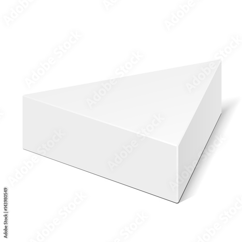 White Cardboard Triangle Box Packaging For Food, Gift Or Other Products. Illustration Isolated On White Background. Mock Up Template Ready For Your Design. Product Packing Vector EPS10