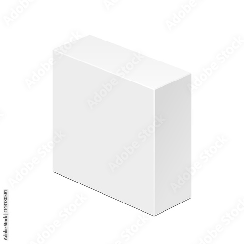 White Product Cardboard Package Box. Illustration Isolated On White Background. Mock Up Template Ready For Your Design. Vector EPS10