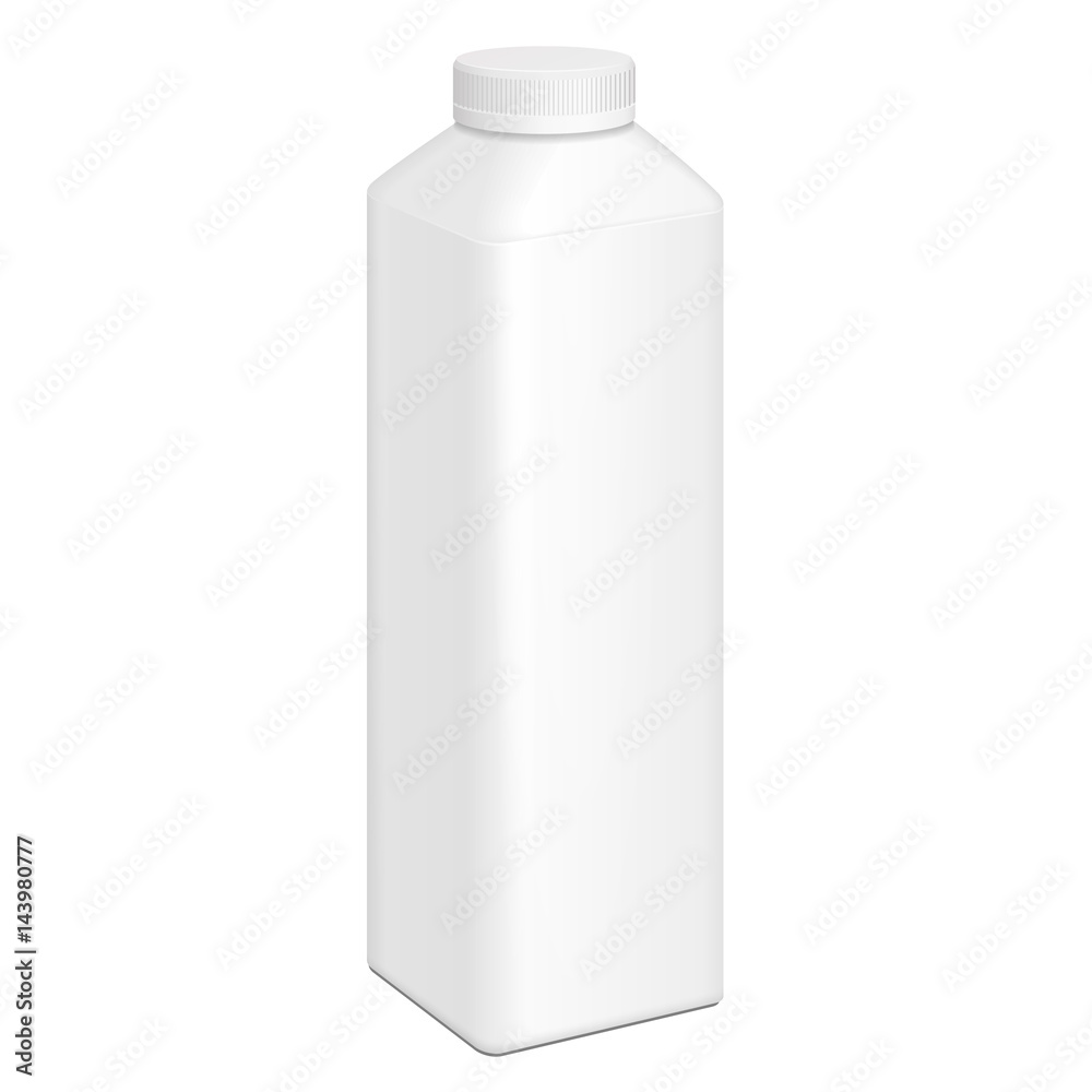 White Yogurt Milk Plastic Bottle. Illustration Isolated On White Background. Mock Up Template Ready For Your Design. Vector EPS10