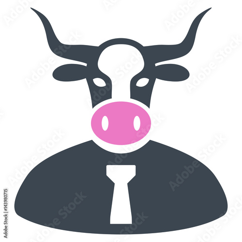Cow Boss flat vector icon. An isolated illustration on a white background.