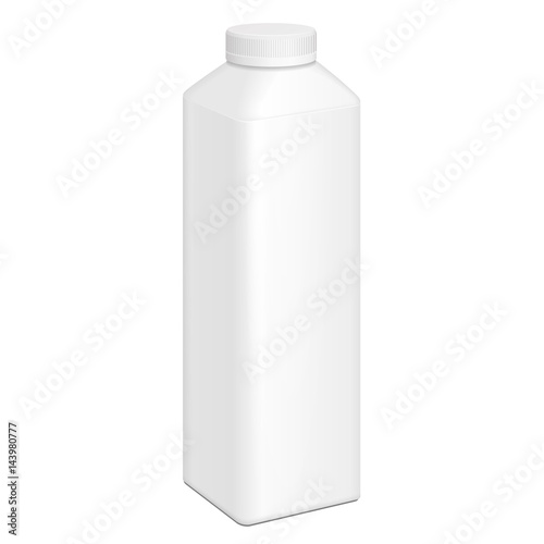 White Yogurt Milk Plastic Bottle. Illustration Isolated On White Background. Mock Up Template Ready For Your Design. Vector EPS10
