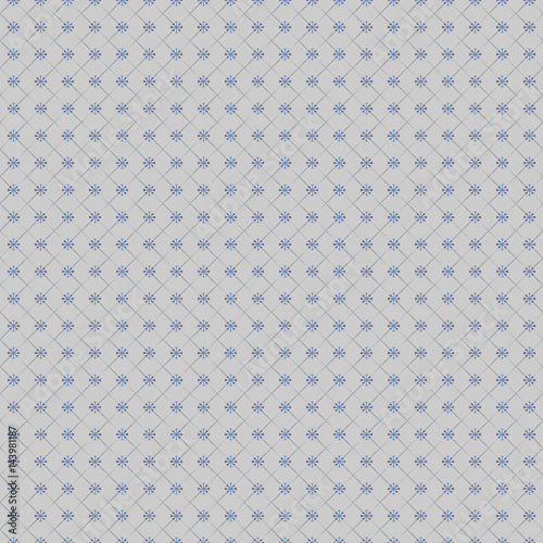 Grey grid with snowflakes seamless pattern