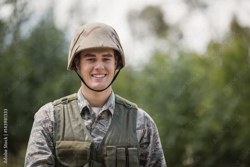 Portrait of smiling military soldier