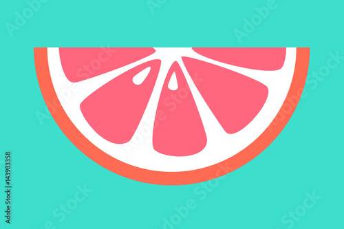 Slice of grapefruit on blue background. Vector.