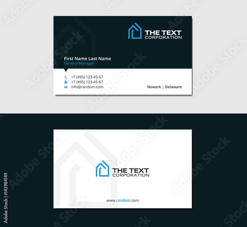 business card template with blue smart house