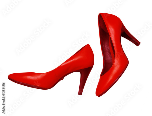 Women's red shoes on a white background