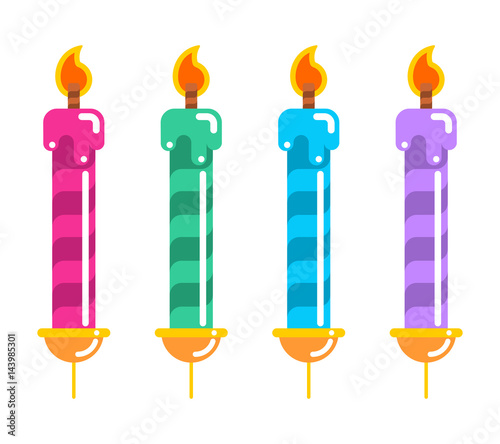Birthday Candles for cake set. Holiday candlelight.
