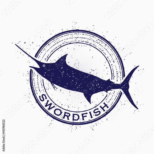 Swordwish stamp logo. Vector and illustration. 