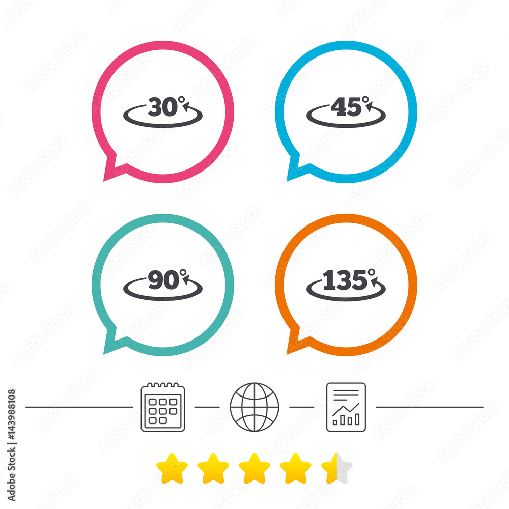 Angle degrees icons. Geometry math signs. Angle degrees icons. Geometry math signs.