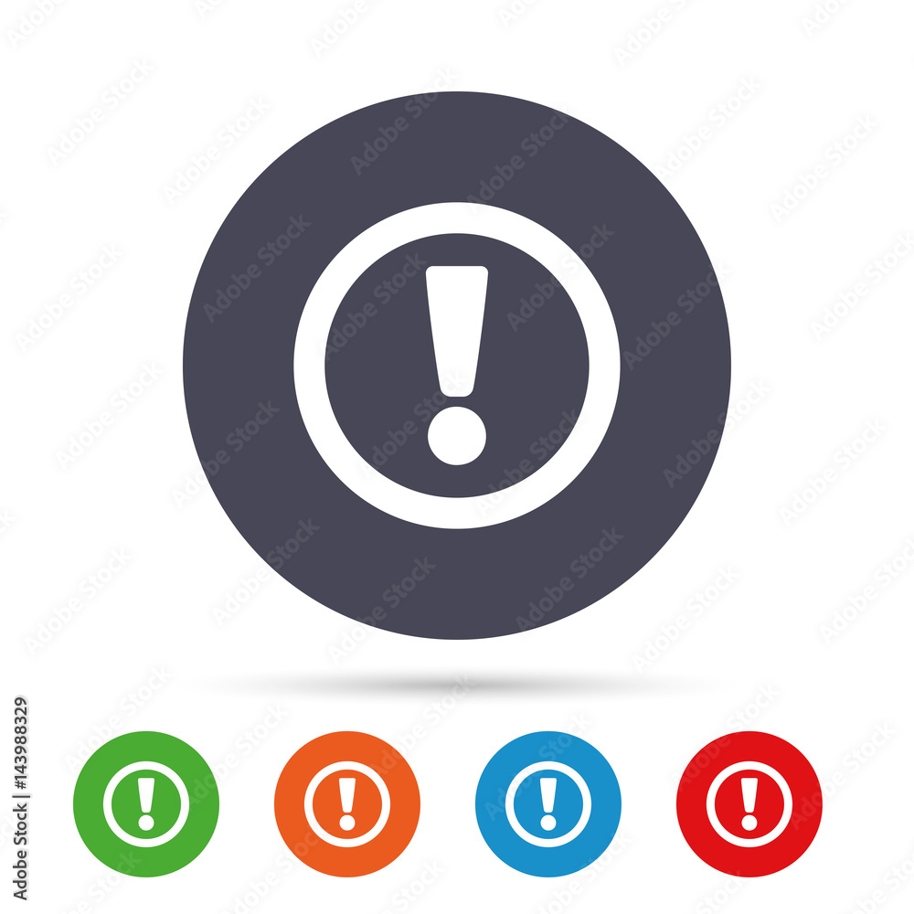 Attention sign icon. Exclamation mark. Attention sign icon. Exclamation mark.
