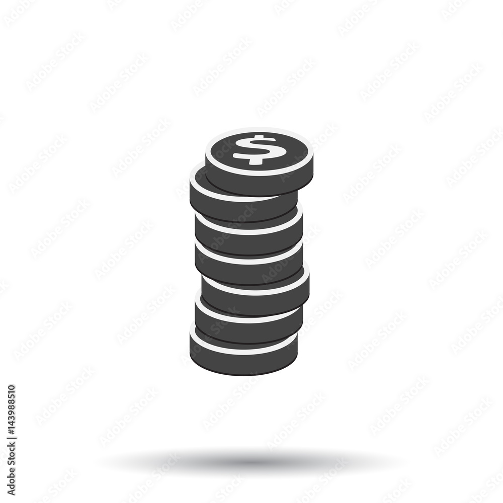 Money silhouette icon on white background. Coins vector illustration in flat style. Icons for design, website. Money silhouette icon on white background. Coins vector illustration in flat style. Icons for design, website.