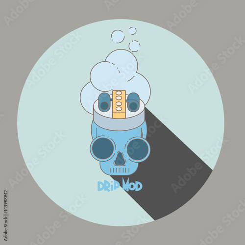 flat illustration of skull Vape shop logo