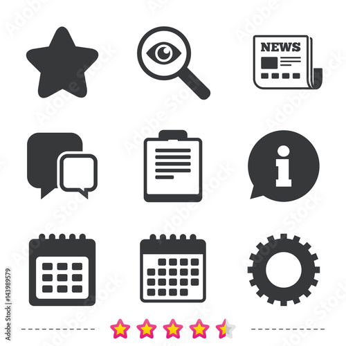 Calendar and star signs. Checklist, gear.