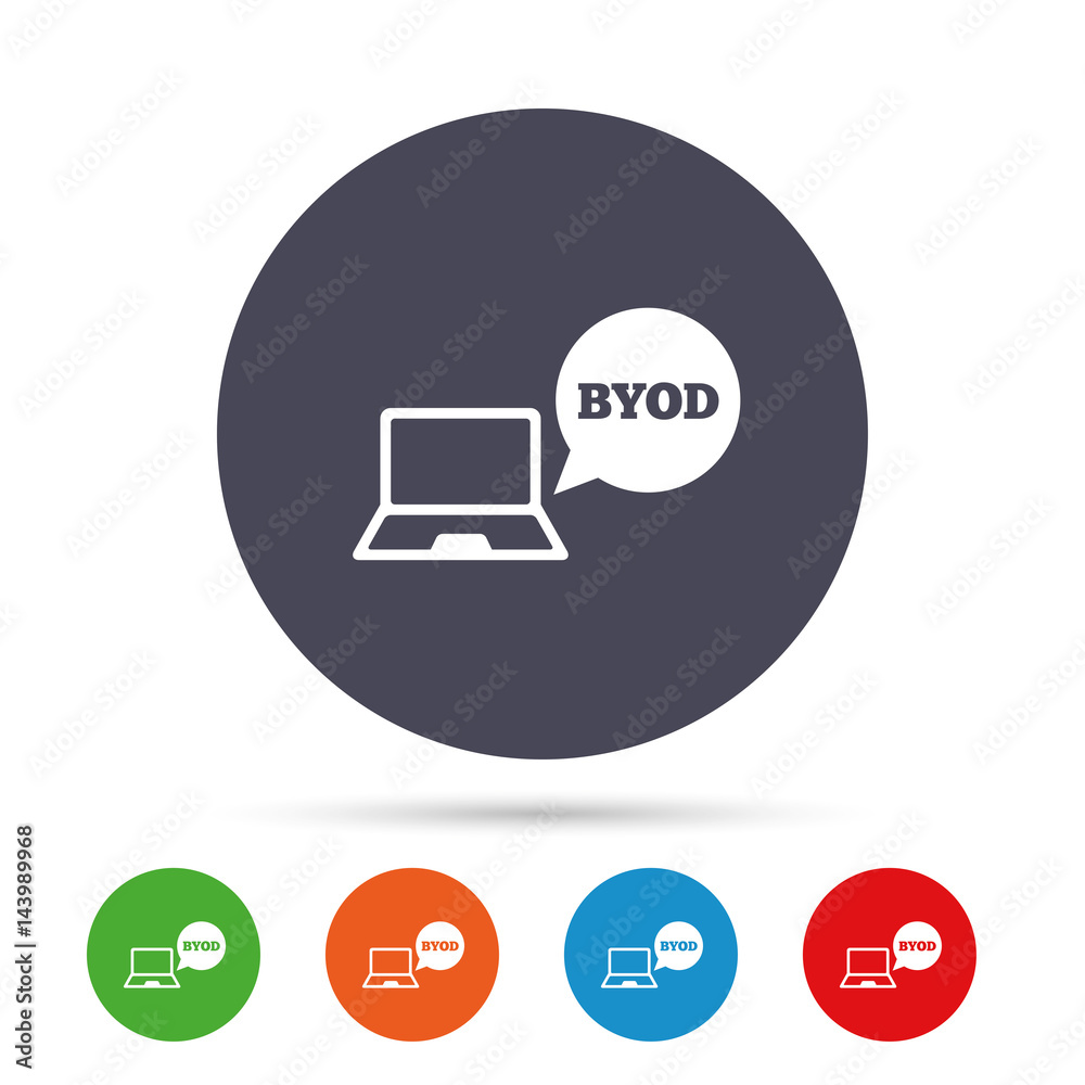 BYOD sign icon. Bring your own device symbol. BYOD sign icon. Bring your own device symbol.