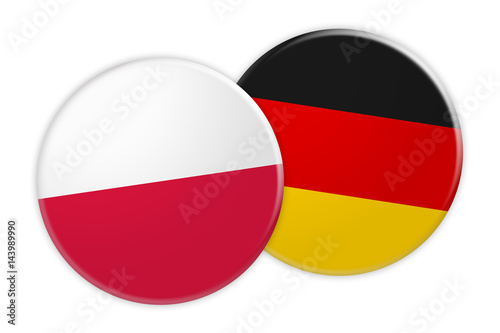 Free Download News Concept: Poland Flag Button On Germany Flag Button, 3d illustration on white background - GFXLoad