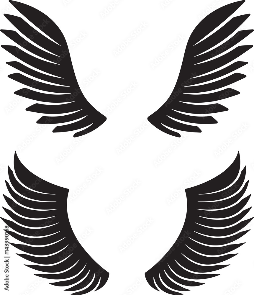 Obraz premium Two pair of black vector wings for your design