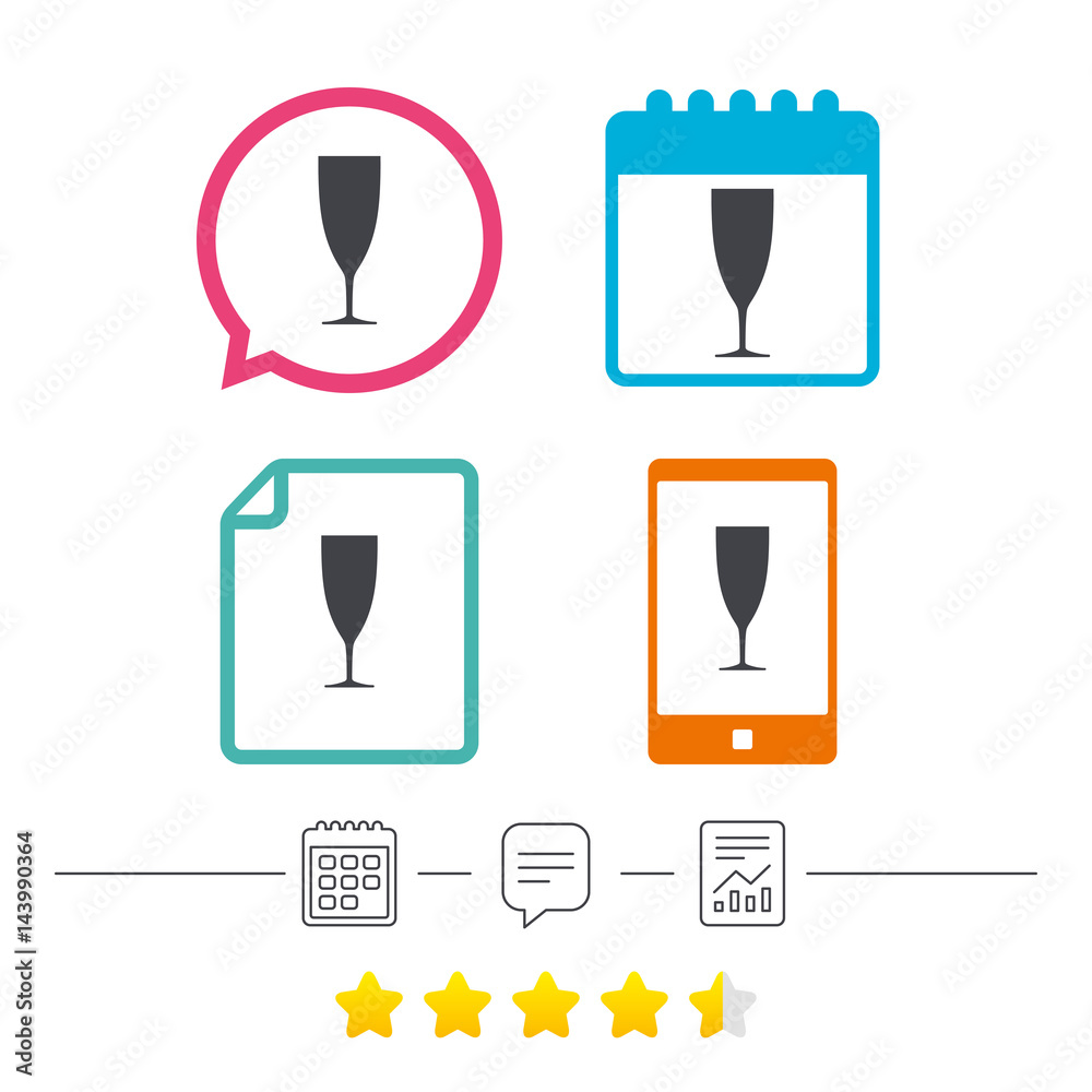 Glass of champagne sign icon. Alcohol drink. Glass of champagne sign icon. Alcohol drink.