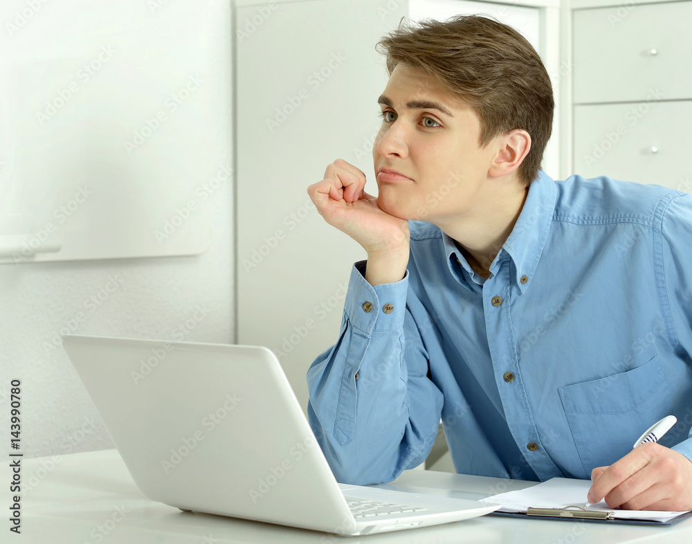 Businessman at the desk working Businessman at the desk working