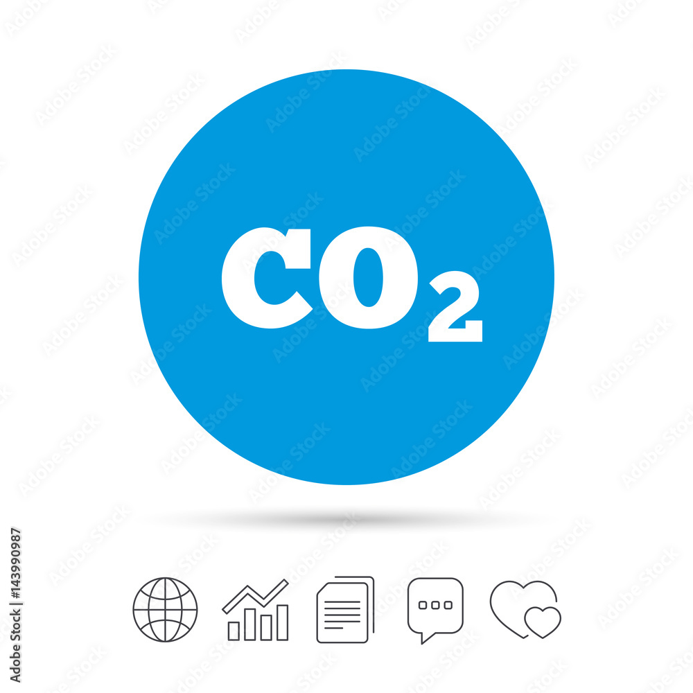 CO2 carbon dioxide formula sign icon. Chemistry. CO2 carbon dioxide formula sign icon. Chemistry.