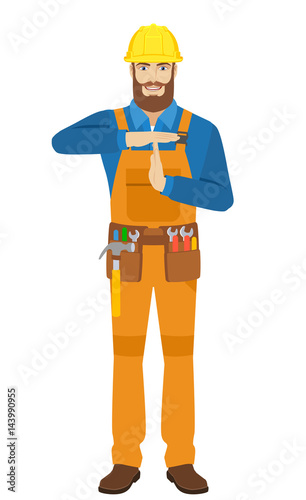 Worker showing time-out sign with hands