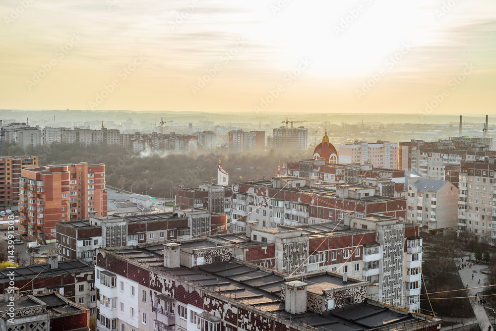 Ukraine Ternopil landscape of the city from the roof