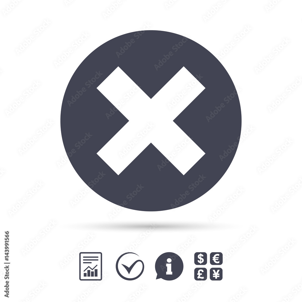 Delete sign icon. Remove button. Delete sign icon. Remove button.