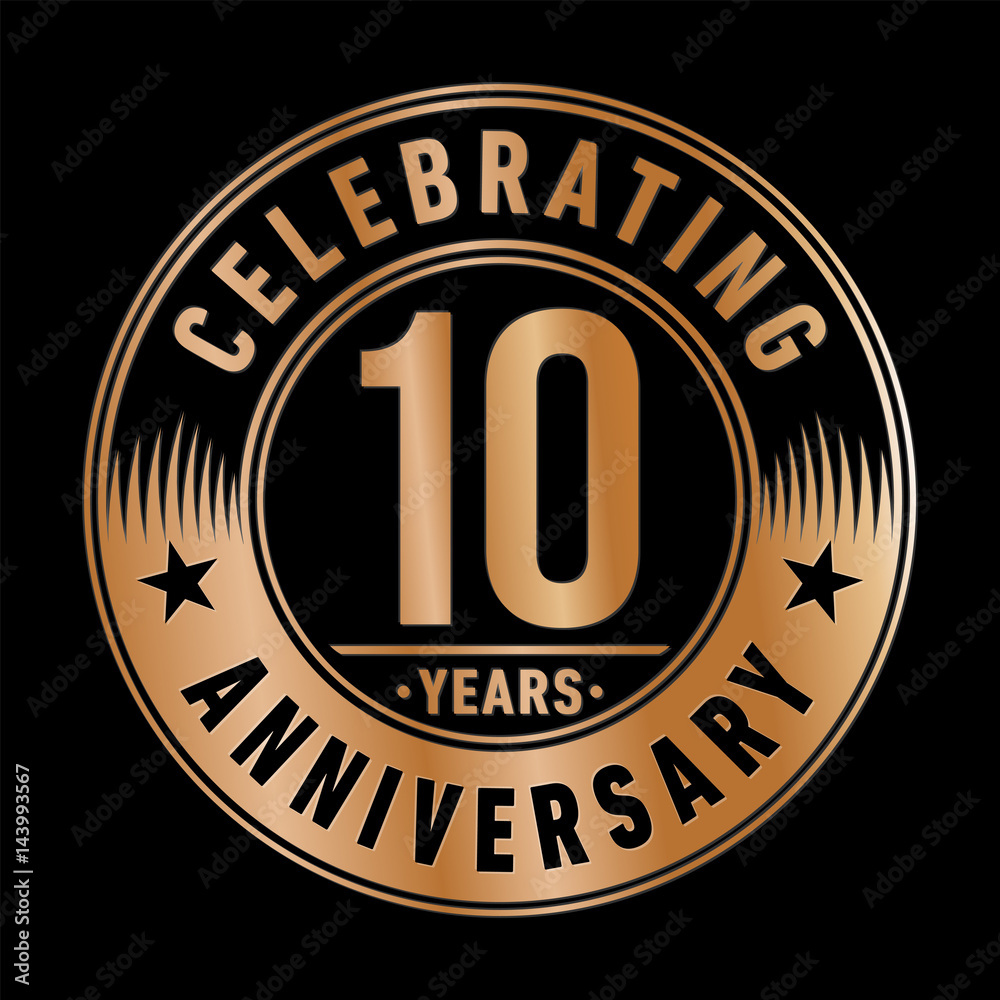 10 years anniversary logo template. Vector and illustration