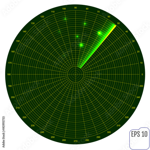 Radar round screen. Vector illustration