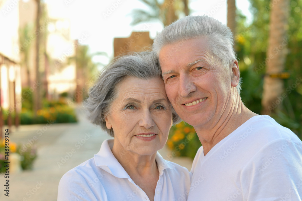 Happy elderly couple embracing Happy elderly couple embracing