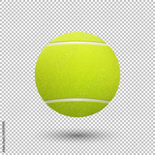 Vector realistic flying tennis ball closeup isolated on transparent background. Design template in EPS10.