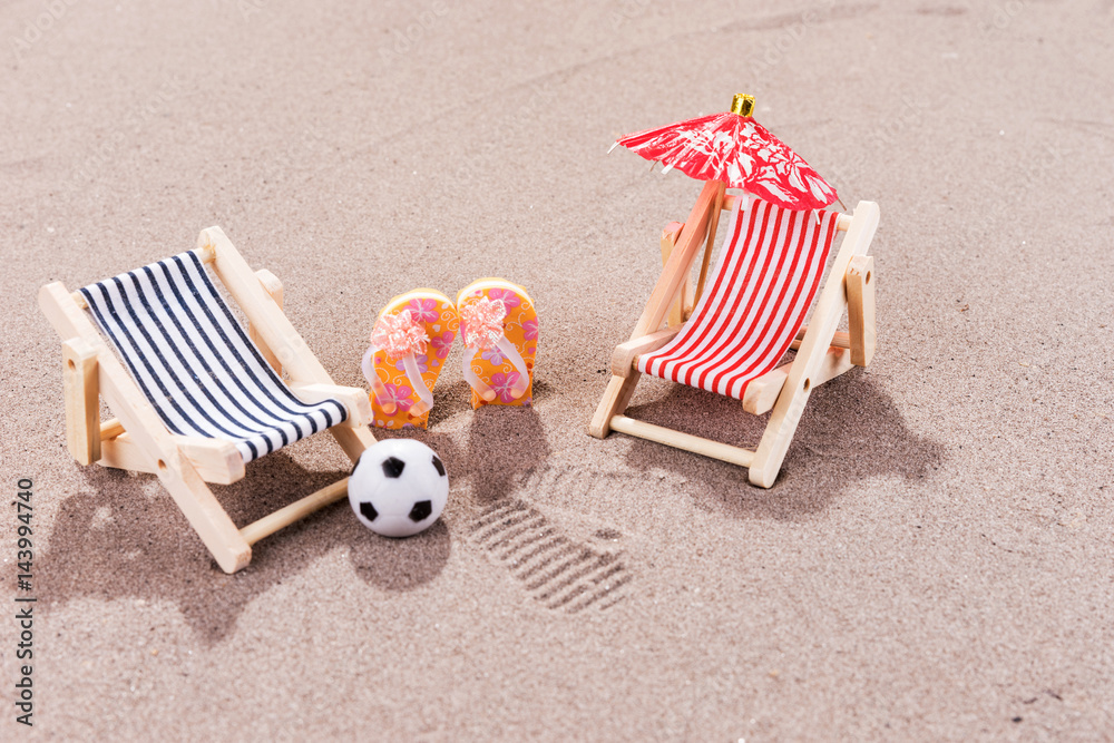 Enjoy the beach in the beach chair, summer concept Enjoy the beach in the beach chair, summer concept