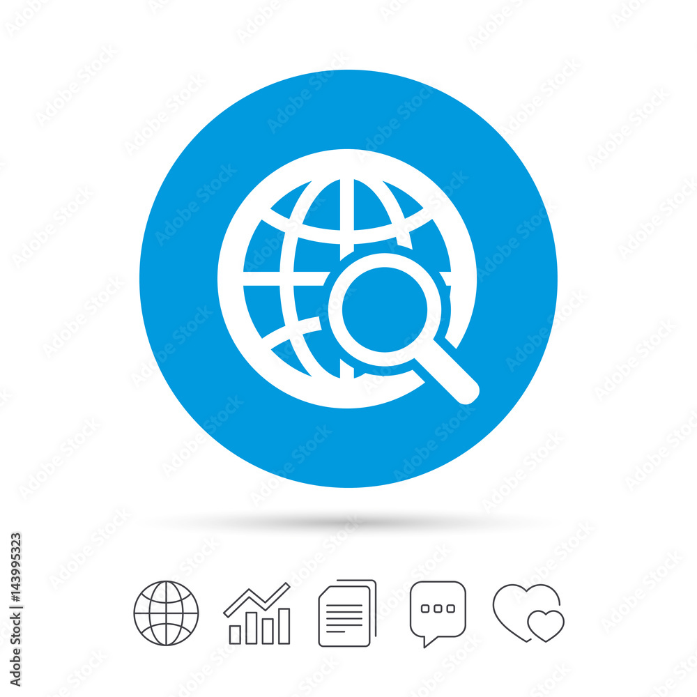 Global search sign icon. World globe symbol. Global search sign icon. World globe symbol.