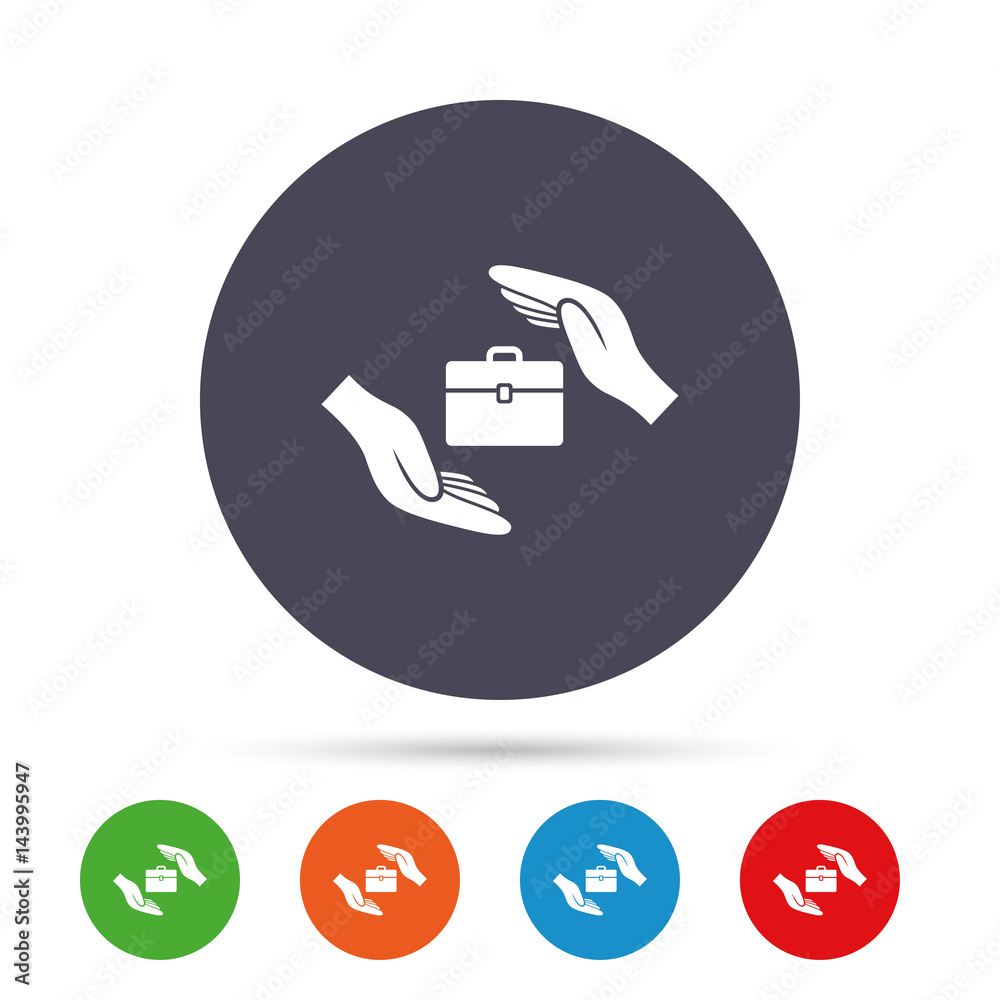 Baggage insurance sign. Travel luggage symbol.
