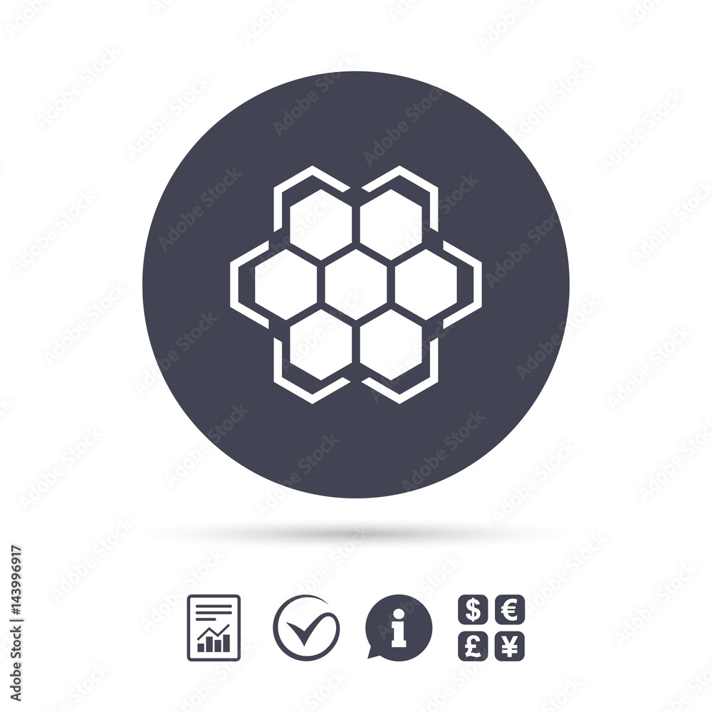 Honeycomb sign icon. Honey cells symbol. Honeycomb sign icon. Honey cells symbol.