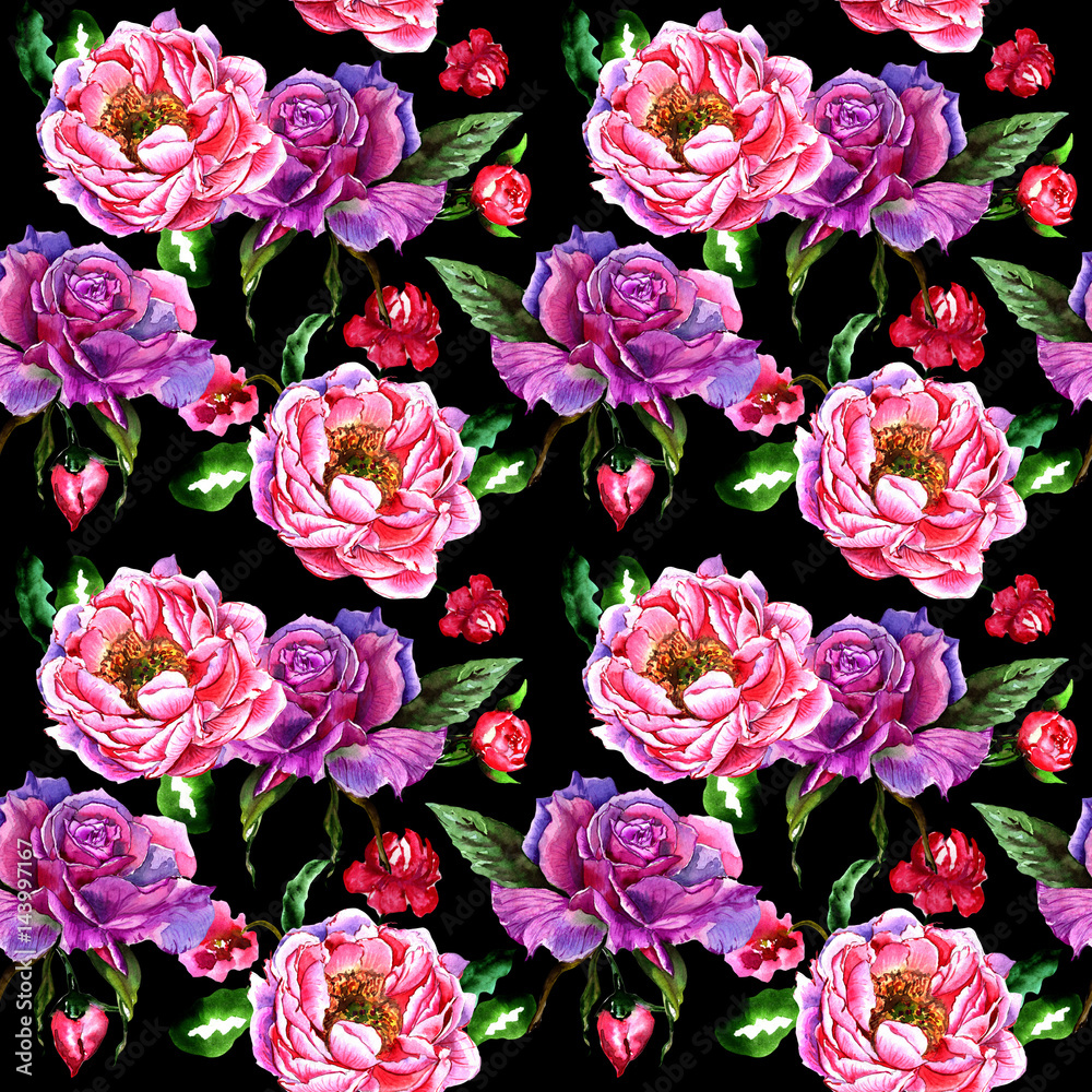 Wildflower peony flower pattern in a watercolor style isolated. Wildflower peony flower pattern in a watercolor style isolated.