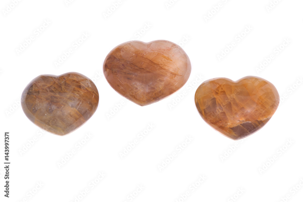 Golden healer quartz heart isolated on white background Golden healer quartz heart isolated on white background
