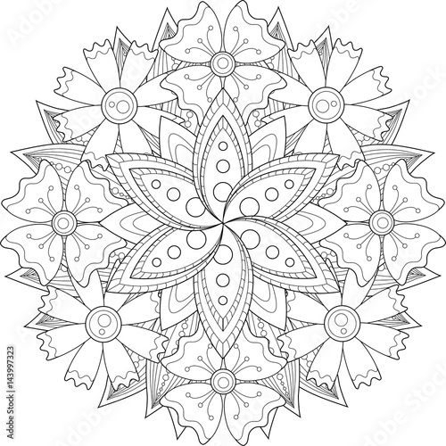 Black and white pattern for adult coloring book. Vector elements for design. Good for design of wrapping and textile.