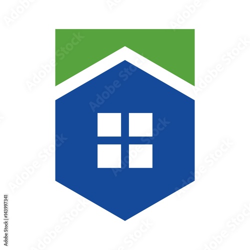 shield and home logo vector.